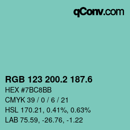 カラーコード: RGB 123 200.2 187.6 | qconv.com