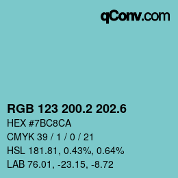 カラーコード: RGB 123 200.2 202.6 | qconv.com