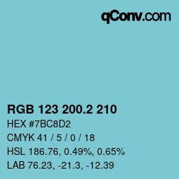 カラーコード: RGB 123 200.2 210 | qconv.com
