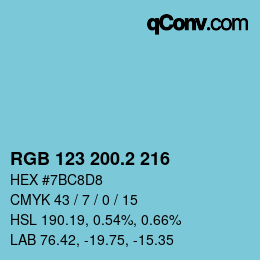 カラーコード: RGB 123 200.2 216 | qconv.com