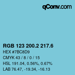 カラーコード: RGB 123 200.2 217.6 | qconv.com