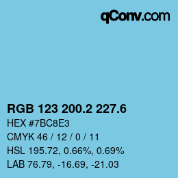 カラーコード: RGB 123 200.2 227.6 | qconv.com