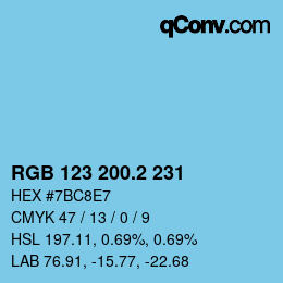 カラーコード: RGB 123 200.2 231 | qconv.com