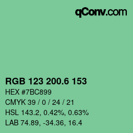 カラーコード: RGB 123 200.6 153 | qconv.com