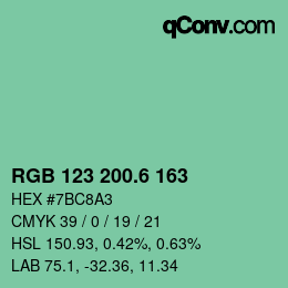 カラーコード: RGB 123 200.6 163 | qconv.com