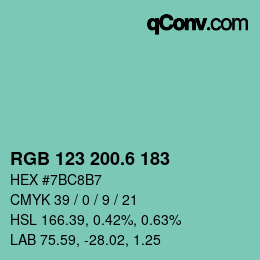 カラーコード: RGB 123 200.6 183 | qconv.com