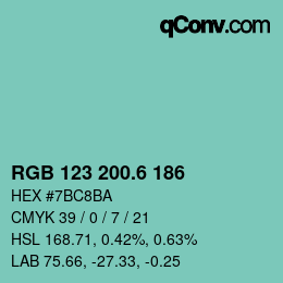 カラーコード: RGB 123 200.6 186 | qconv.com