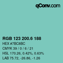 カラーコード: RGB 123 200.6 188 | qconv.com