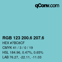 カラーコード: RGB 123 200.6 207.6 | qconv.com