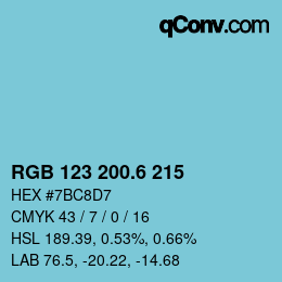 カラーコード: RGB 123 200.6 215 | qconv.com