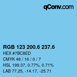 カラーコード: RGB 123 200.6 237.6 | qconv.com