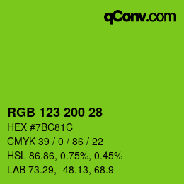 Color code: RGB 123 200 28 | qconv.com