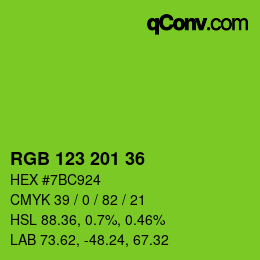 Farbcode: RGB 123 201 36 | qconv.com