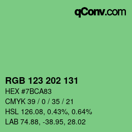 Color code: RGB 123 202 131 | qconv.com
