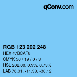 カラーコード: RGB 123 202 248 | qconv.com