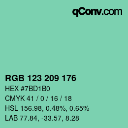 Farbcode: RGB 123 209 176 | qconv.com