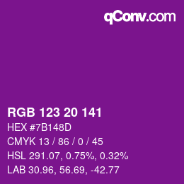 カラーコード: RGB 123 20 141 | qconv.com