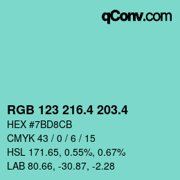 カラーコード: RGB 123 216.4 203.4 | qconv.com