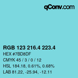 カラーコード: RGB 123 216.4 223.4 | qconv.com