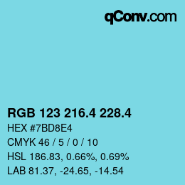 カラーコード: RGB 123 216.4 228.4 | qconv.com