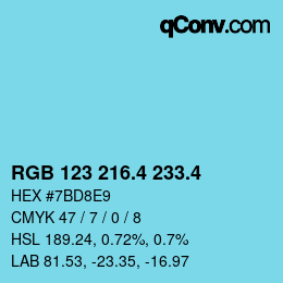 カラーコード: RGB 123 216.4 233.4 | qconv.com