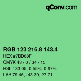 カラーコード: RGB 123 216.8 143.4 | qconv.com