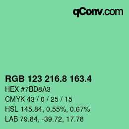 カラーコード: RGB 123 216.8 163.4 | qconv.com