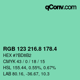 カラーコード: RGB 123 216.8 178.4 | qconv.com
