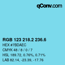 カラーコード: RGB 123 218.2 236.6 | qconv.com