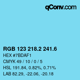 カラーコード: RGB 123 218.2 241.6 | qconv.com