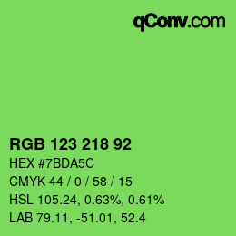 Color code: RGB 123 218 92 | qconv.com