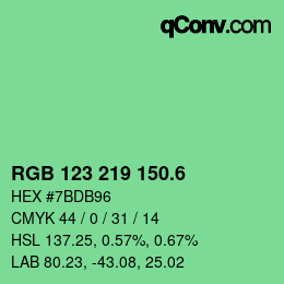 カラーコード: RGB 123 219 150.6 | qconv.com