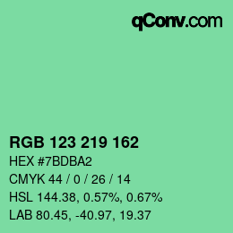 Color code: RGB 123 219 162 | qconv.com