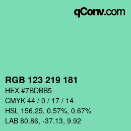 颜色代码: RGB 123 219 181 | qconv.com