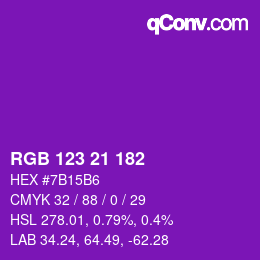 カラーコード: RGB 123 21 182 | qconv.com
