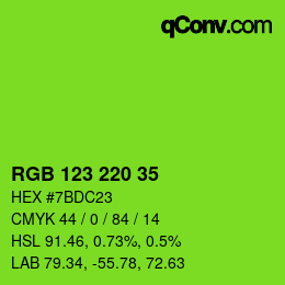 Farbcode: RGB 123 220 35 | qconv.com