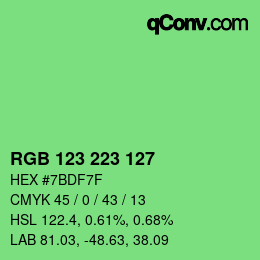 カラーコード: RGB 123 223 127 | qconv.com