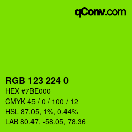 カラーコード: RGB 123 224 0 | qconv.com