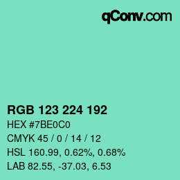 Color code: RGB 123 224 192 | qconv.com