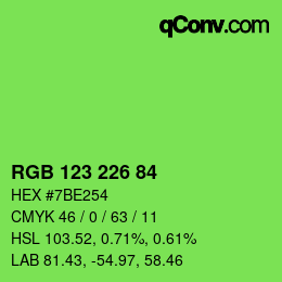 Color code: RGB 123 226 84 | qconv.com