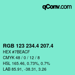 カラーコード: RGB 123 234.4 207.4 | qconv.com