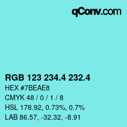 カラーコード: RGB 123 234.4 232.4 | qconv.com