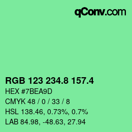 カラーコード: RGB 123 234.8 157.4 | qconv.com