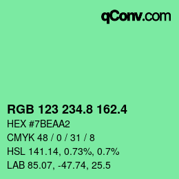 カラーコード: RGB 123 234.8 162.4 | qconv.com