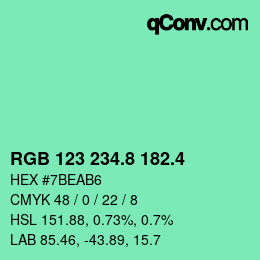 カラーコード: RGB 123 234.8 182.4 | qconv.com
