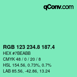 カラーコード: RGB 123 234.8 187.4 | qconv.com
