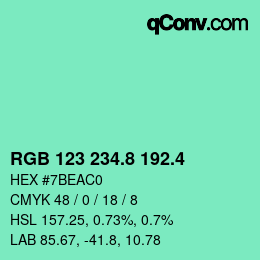カラーコード: RGB 123 234.8 192.4 | qconv.com