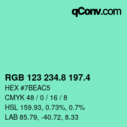 カラーコード: RGB 123 234.8 197.4 | qconv.com