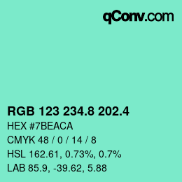 カラーコード: RGB 123 234.8 202.4 | qconv.com