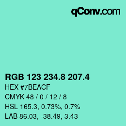 カラーコード: RGB 123 234.8 207.4 | qconv.com